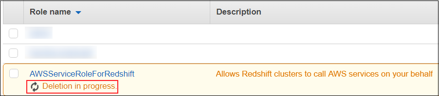 Screenshot showing "Deletion in progress"