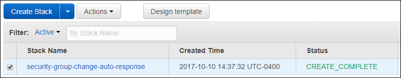 Screenshot showing that the stack has launched completely