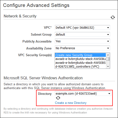 Screenshot of configuring advanced settings Screenshot of configuring advanced settings