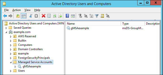 Screenshot of confirming the creation of the gMSA Screenshot of confirming the creation of the gMSA