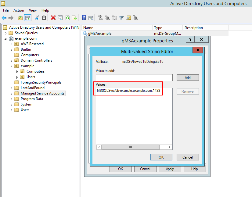 Screenshot of entering the value of the multi-valued string Screenshot of entering the value of the multi-valued string