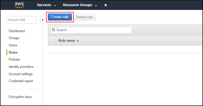 Screenshot of choosing "Create role" Screenshot of choosing "Create role"