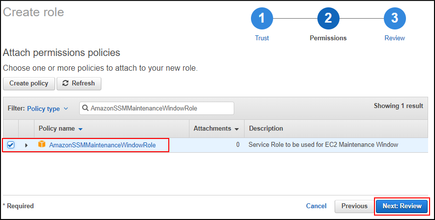 Screenshot of creating the new IAM role for Systems Manager Screenshot of creating the new IAM role for Systems Manager