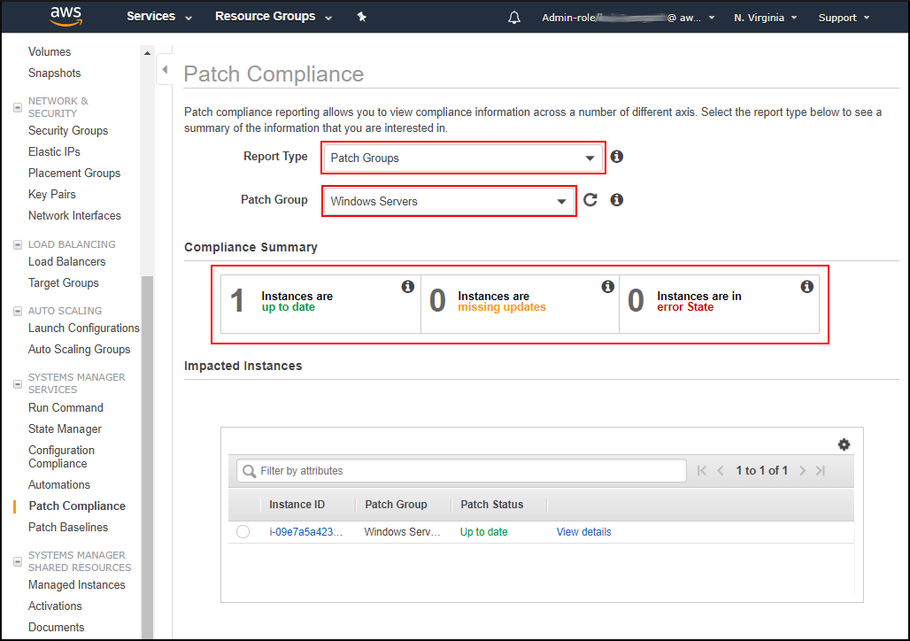 Screenshot of monitoring patch compliance Screenshot of monitoring patch compliance