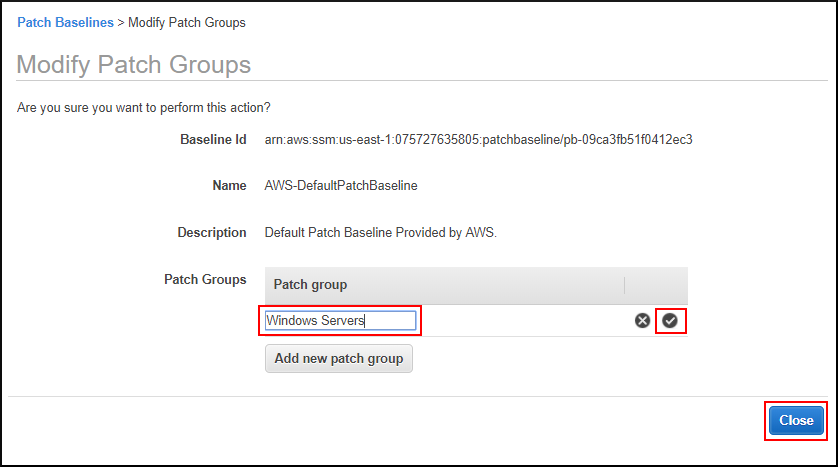 Screenshot of modifying the patch group Screenshot of modifying the patch group