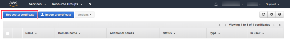 Screenshot of choosing "Request a certificate"