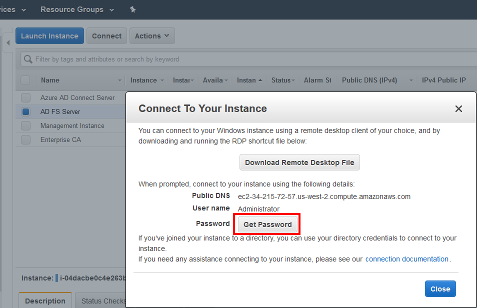 Screenshot of "Get Password" option