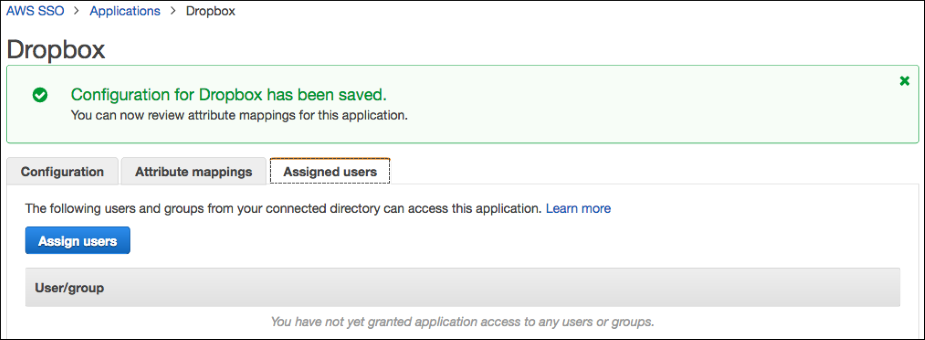 Screenshot of Assigned users tab