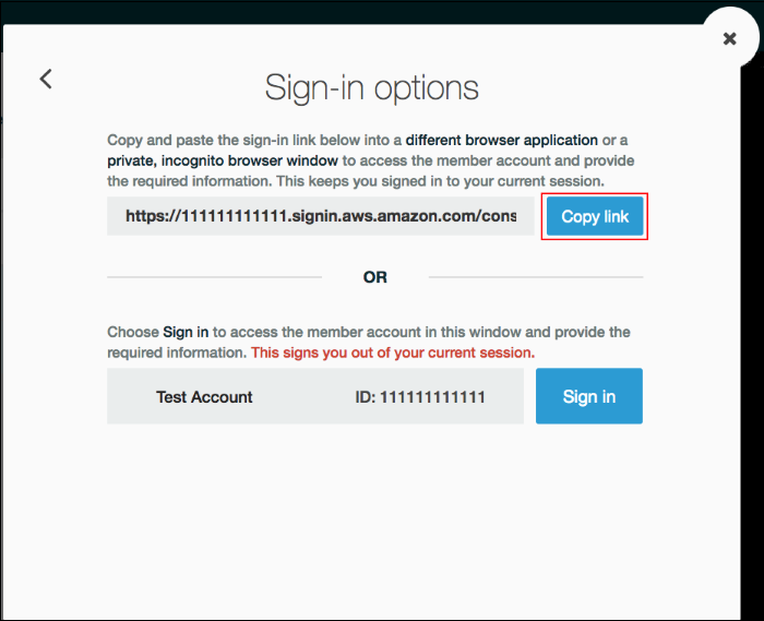 Screenshot showing the "Copy link" option