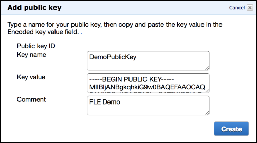 Screenshot of adding a public key Screenshot of adding a public key