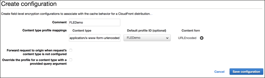 Screenshot of creating a configuration Screenshot of creating a configuration