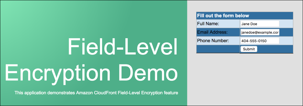 Screenshot of completing the sample application form