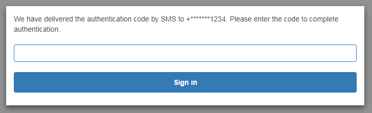 Screenshot of a second factor of authentication being requested
