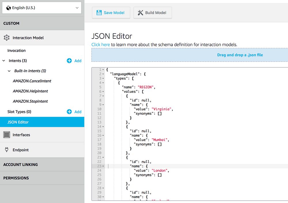 JSON Editor interface