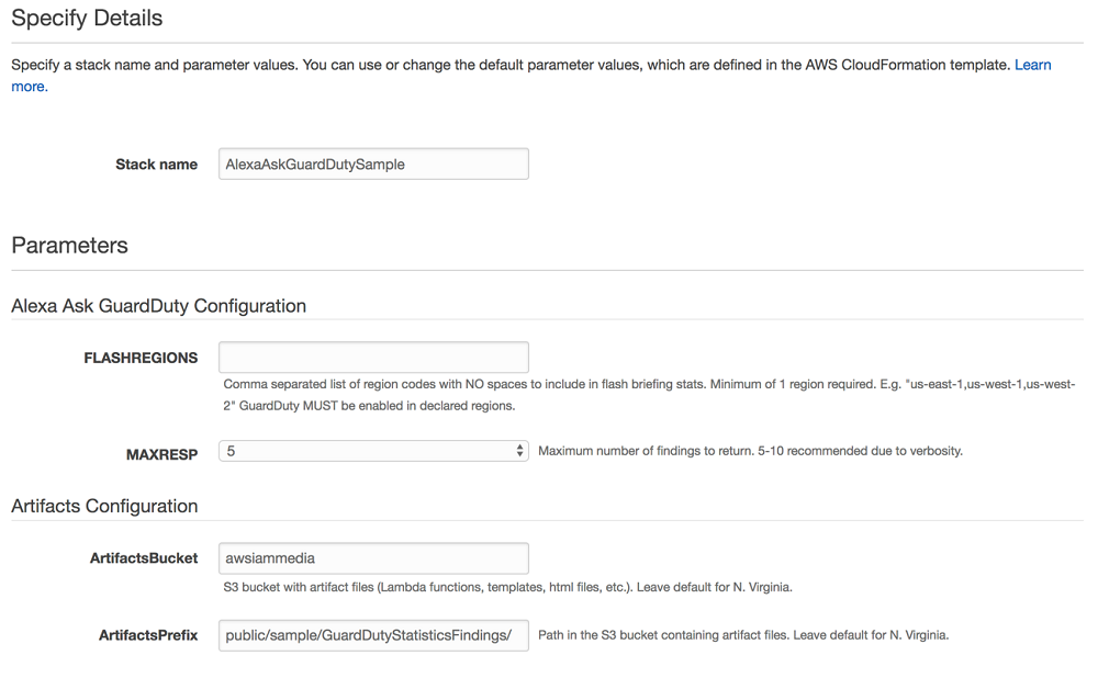 The Specify Details page