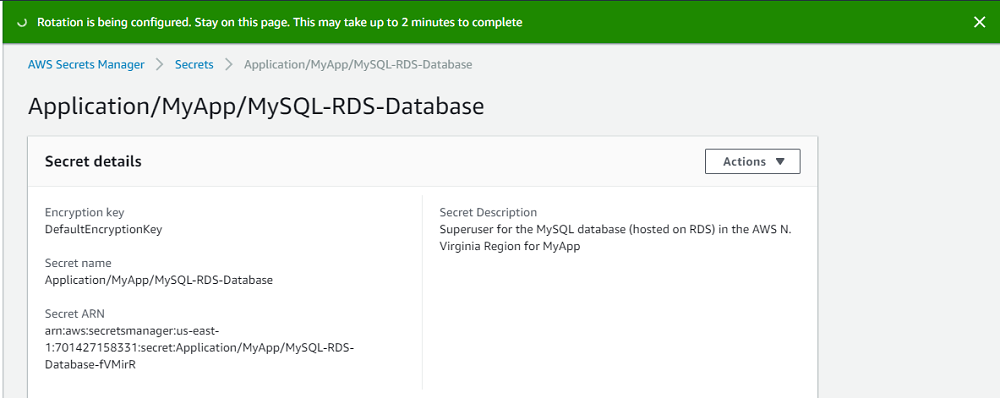Confirmation banner message