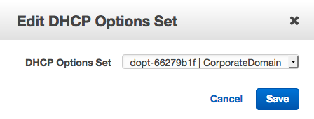 The "Edit DHCP Options Set" dialog