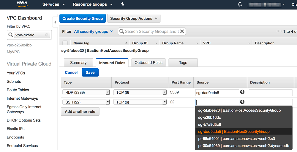 Opening ports 3389 and 22