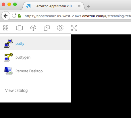 The "Control" menu showing putty