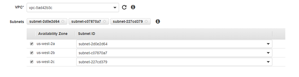 Figure 3: Specifying subnet IDs