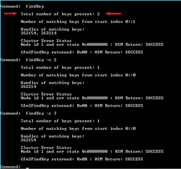 Figure 8: findKey output showing two new keys