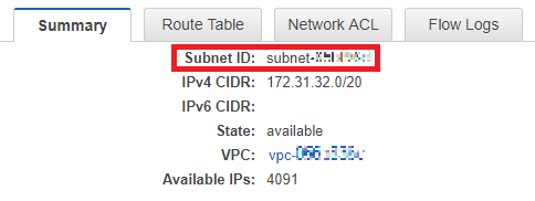 Figure 5: The "Subnet ID" value on the "Summary" tab