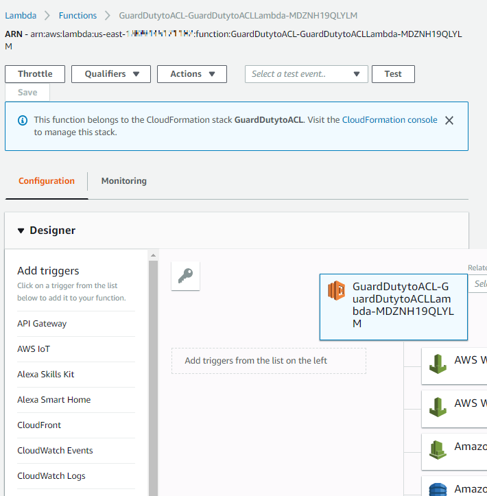 Figure 7: The Lambda function open in the Lambda console