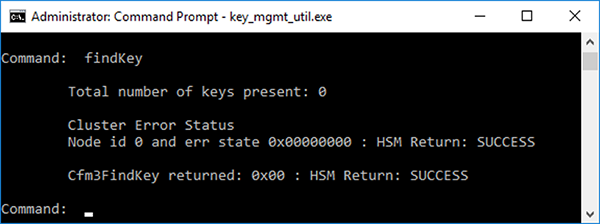 Figure 5: findKey output showing no keys present