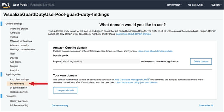 Figure 4: The "Domain name" interface