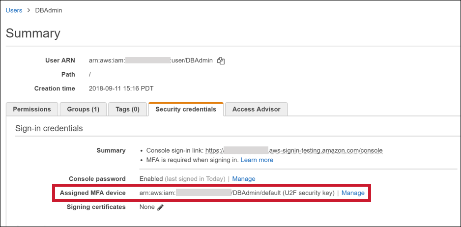 Figure 5: Verifying your assigned MFA device