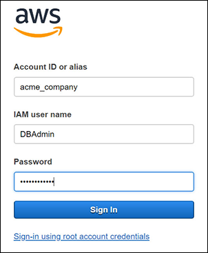 Figure 7: Entering your IAM account details