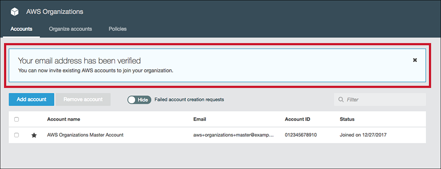 Figure 4: Notification of successful verification