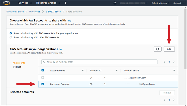 Figure 3: Select the account and then select "Add"
