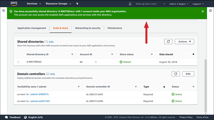 Figure 5: Confirmation notification about successful sharing
