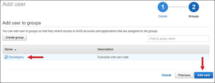 Figure 7: Adding a user to your group