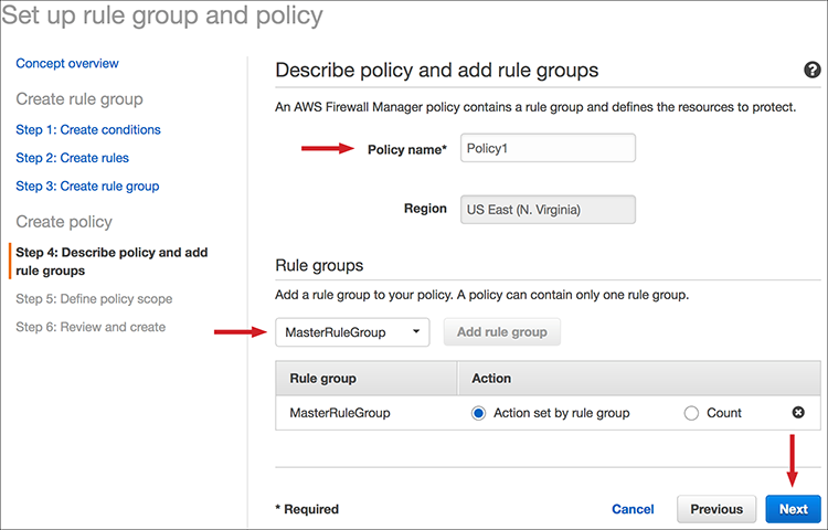 Figure 4: Associate the policy to the rule group