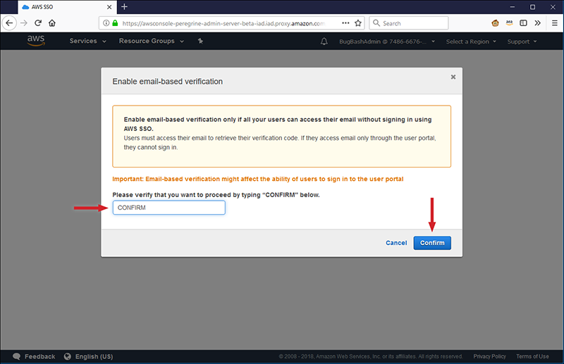 Figure 2: The "Enable email-based verification" window