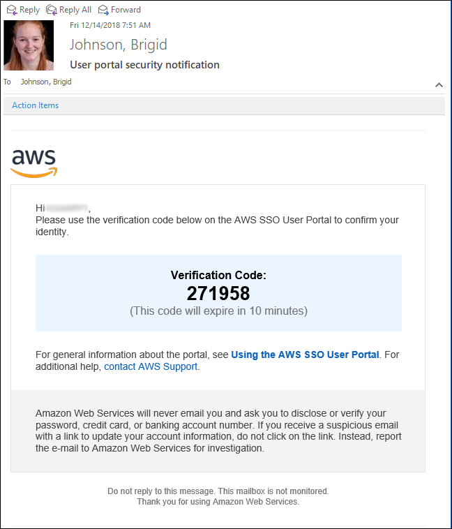 Figure 5: Example verification email