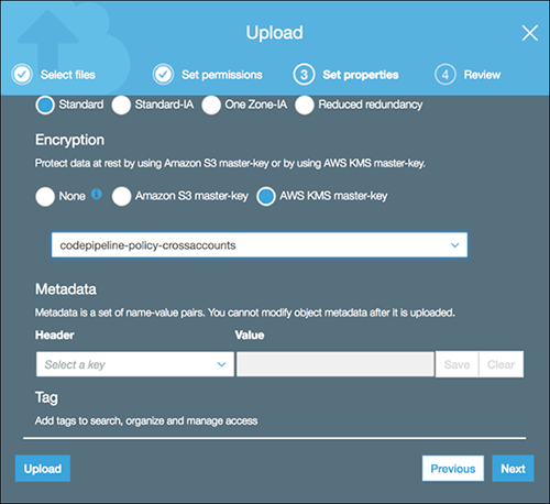Figure 5: Selecting the KMS key