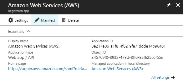 Figure 5: Azure AD Application Manifest