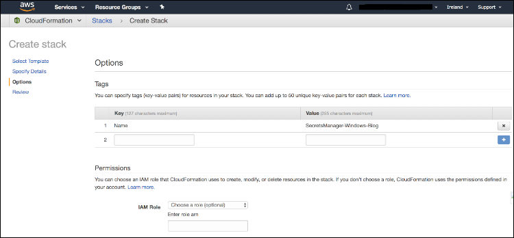 Figure 3: Add tags to your stack