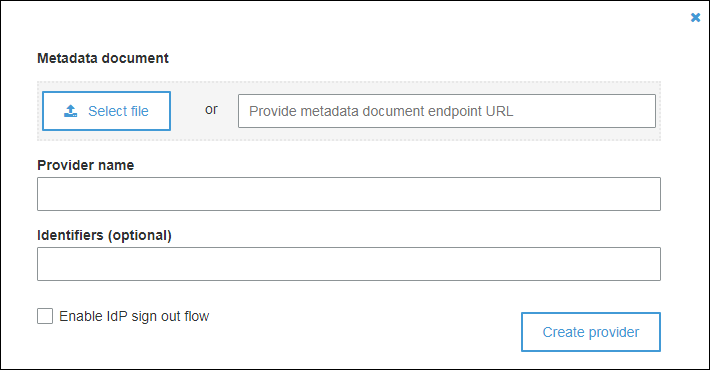 Figure 11: Select "Select file" and select the AWS IAM Identity Center metadata .xml file you downloaded in previous step