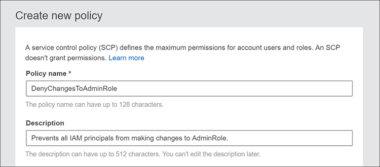 Figure 2: Give the policy a name and description