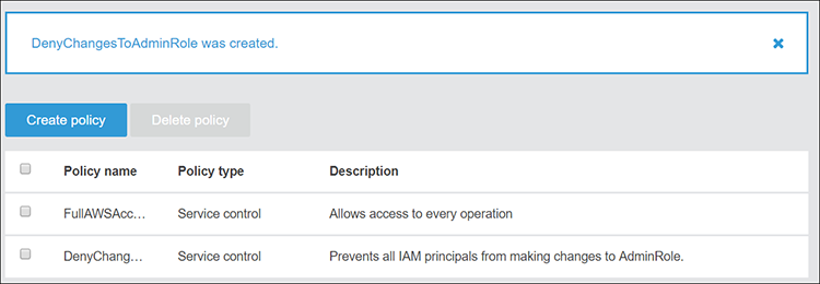 Figure 6: The new policy on the “Policies” tab