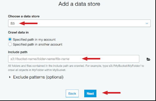 Figure 12: Choose a data store