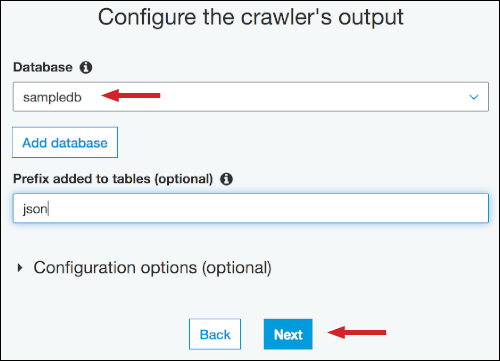 Figure 15: Choose the database, and enter a prefix