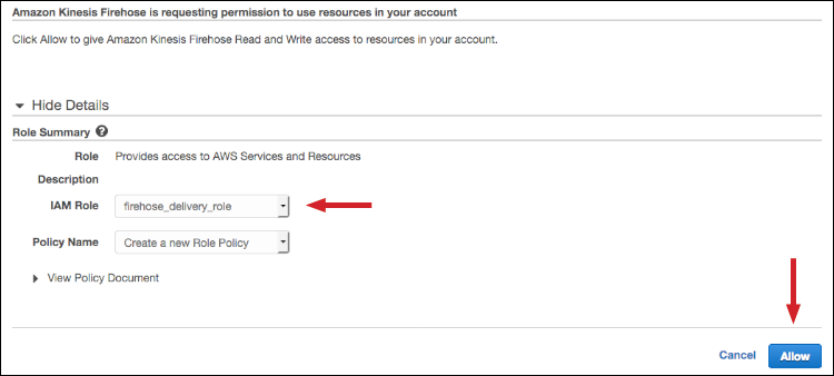 Figure 7: Select "Create new or choose" for IAM Role 
