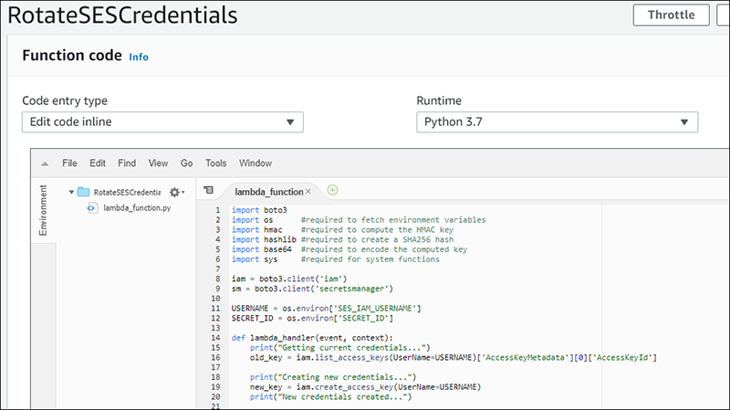 Figure 16: The Python code pasted in the "Function Code" section