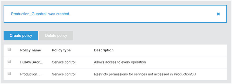 Figure 10: The new policy on the “Policies” tab