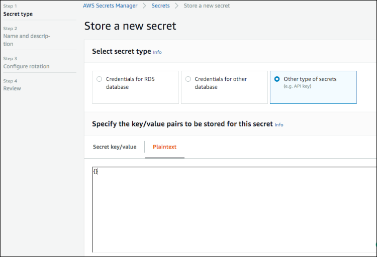 Figure 3: Create an empty JSON value with no properties